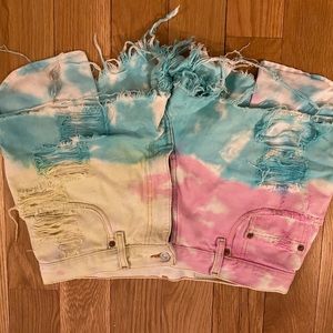 Levi's 560 Tie Dye Denim Cut Off Shorts